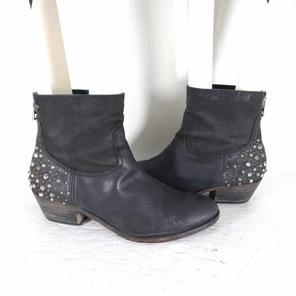 ZADIG & VOLTAIRE Women’s EU40 US 9-9,5 Black Leather Studded Ankle Boots - Picture 8 of 12